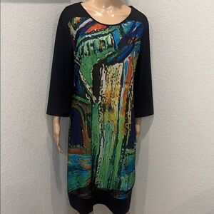 Vintage The Paragon Abstract Print Black Dress